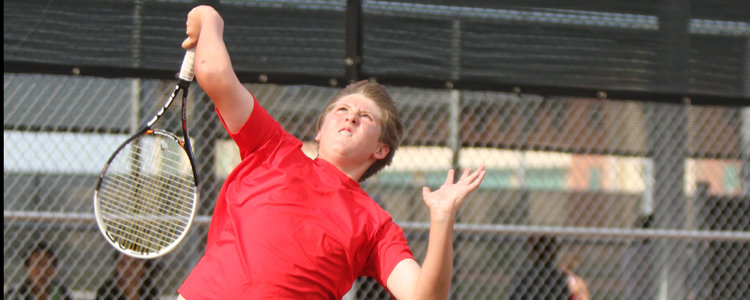 Freshman Dillon Jones plays his first match of his high school career on Aug. 10 against Weatherford.