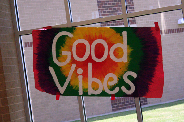 Posters hang around the school to encourage positivity.