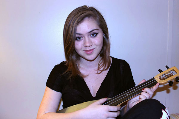 Maddy Morris, 11, plays ukulele after moving from Los Angeles.