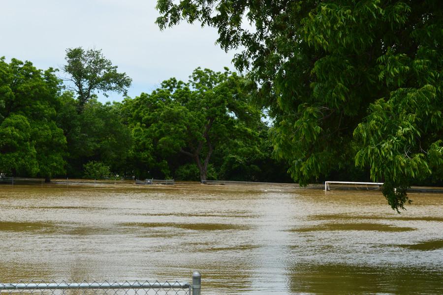 The lower field of the Hardy Allmon Soccer Complex sits in over four feet of water.