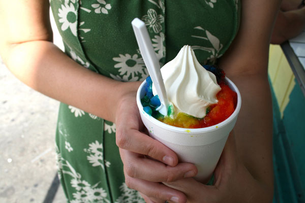 Try eating a snow cone to cure your sweet tooth or cool down on a hot day.