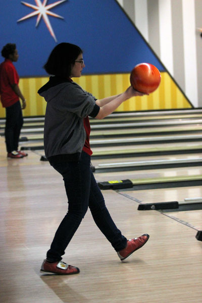 Lauren Higuera, 11, prepares her shot at the Legacy bowling competition on Jan. 26 at Alley Cats. (Aisha DeBurr photo) 