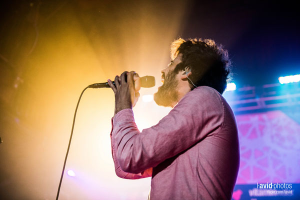 Michael Angelakos, lead singer of Passion Pit, performing in Seattle.