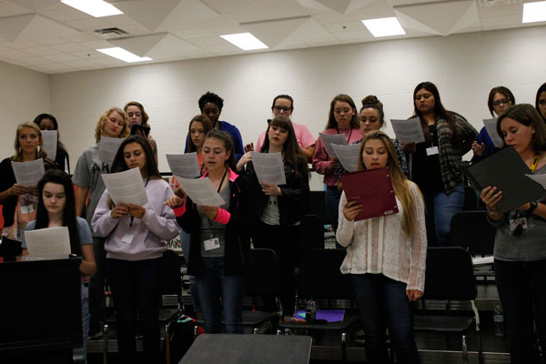 Choir practices during their class period. 