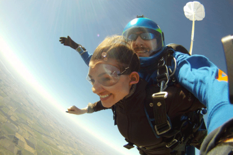Alanna Zaskoda, 12, skydives for the first time.