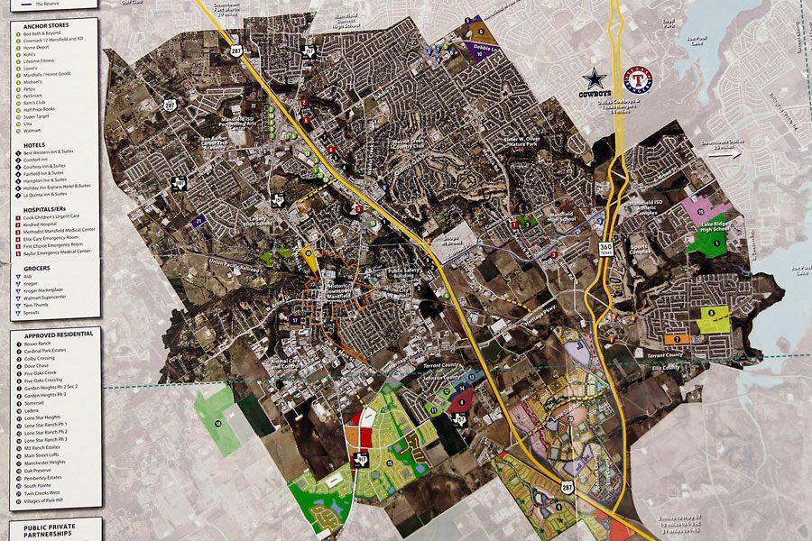The City of Mansfield has mapped out the areas of growth of the city. (Courtesy Photo via the City of Mansfield). 
