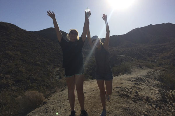 Kaitlin Phipps, (left), 11 stands in a valley in Palm Springs.