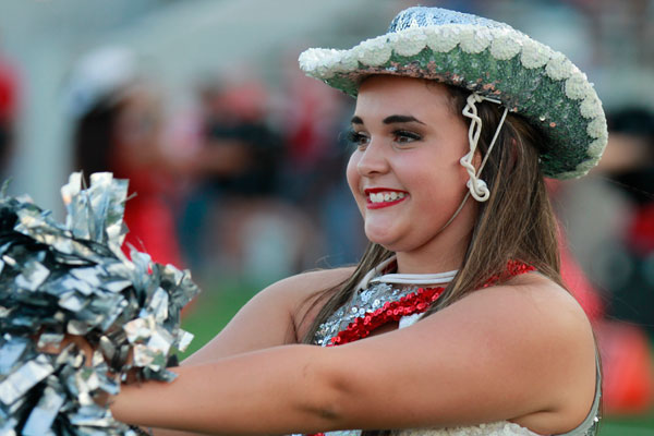Silver Spur Captain Abby Lodrigues performs at half time during the football game against Lancaster. 