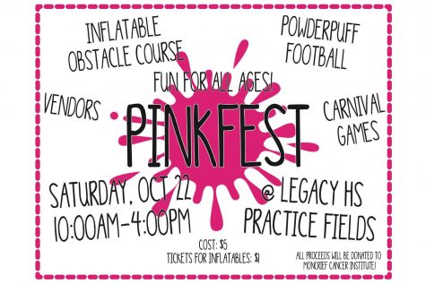 Pink Fest, an annual event held by Legacy every October, supports those who are fighting breast cancer, the survivors and those who lost their battle. The event, open to the whole community and beyond, will take place on Oct. 22 behind the school.