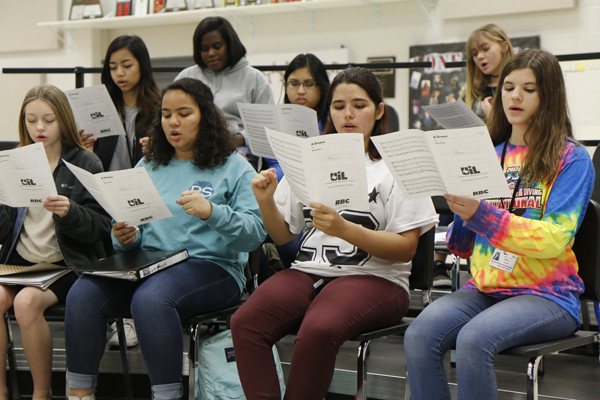 Varsity Womens Choir sight reads to prepare for UIL. 