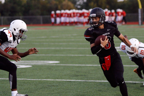 Sophomore quarterback Cameron Clark prepares to make a touchdown. 