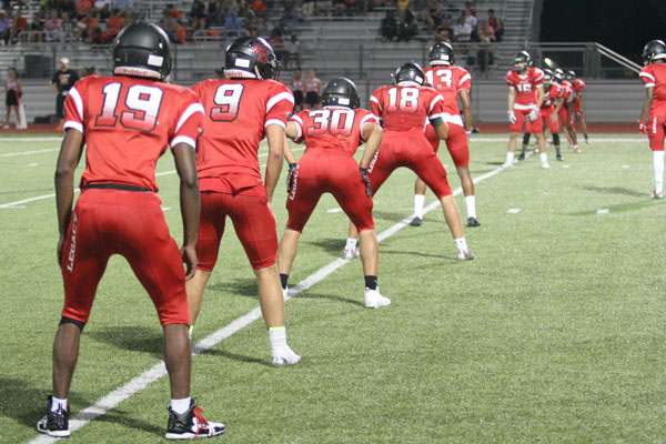 Junior varsity football players gets ready for kickoff return during their game against Aledo on Sept. 14. 