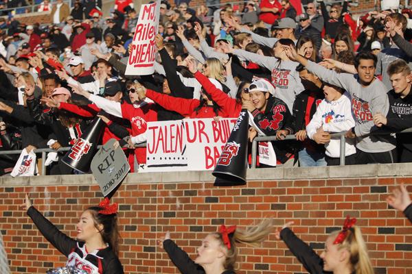 Bronco fans cheer on the varsity football team during round 4 of playoffs. (Tori Greene photo)