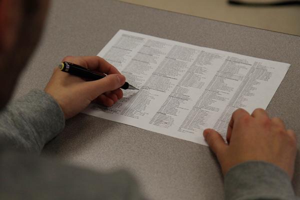 Students begin to fill out their course selection sheets for next years classes.