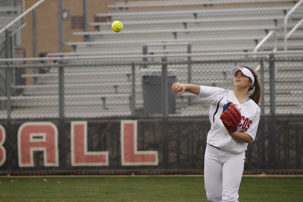 Kelby Robbins, 9, throws a pass on the softball field. Robbins already verbally committed to play softball at the University of Stephen F. Austin.