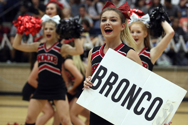 Kinzie Wilson, 11, cheers during the first pep rally of the year. 