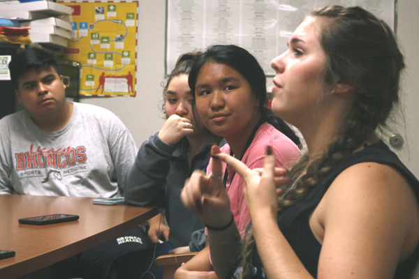 Jazmine Necessary, 12, leads the Interact meeting on Sep. 12. Interact Club meets Wednesdays. 