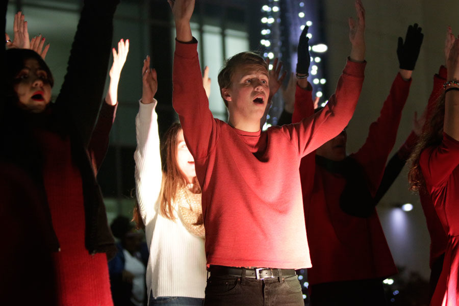 onathan Ake, 11, performs with Show Choir at Toys for Tots on Dec. 5. (Grant Gourley photo)
