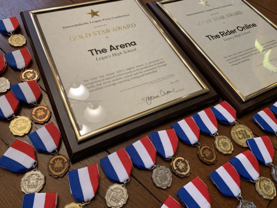Legacys student publications (The Arena yearbook and therideronline.com) recently won four top national awards and UILs top award, the Star. Students also earned 42 Individual Achievement Awards for specific stories, photos and pages. 