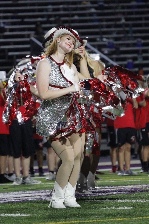 Kylie Moretz, 12, performs during half time at the game against Crowley. (Amara Shanks photo)