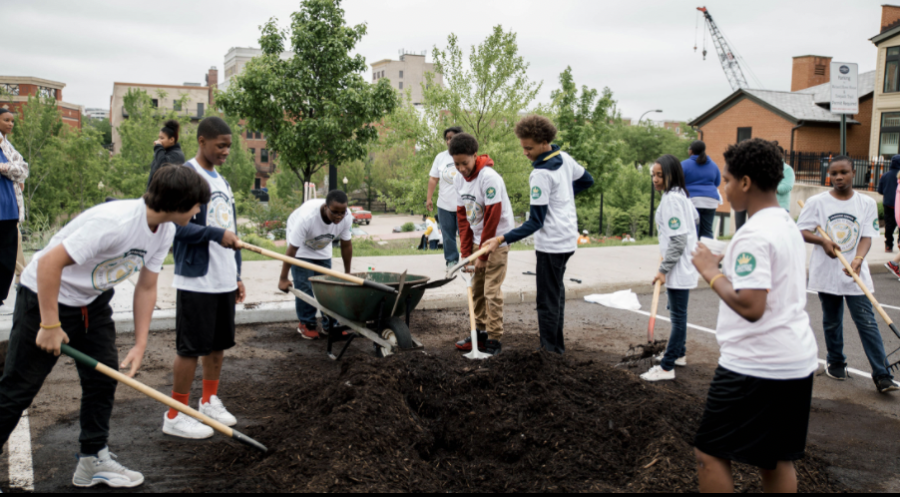 LeBron James I Promise institute participates in community service such as planting trees around the city. 