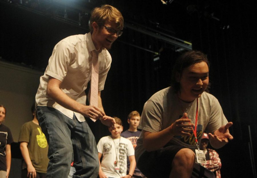 Junior Cody Leveck participates in Improv tryouts on Aug. 24. Leveck is a theater officer and works backstage, as well as acting in performances.
