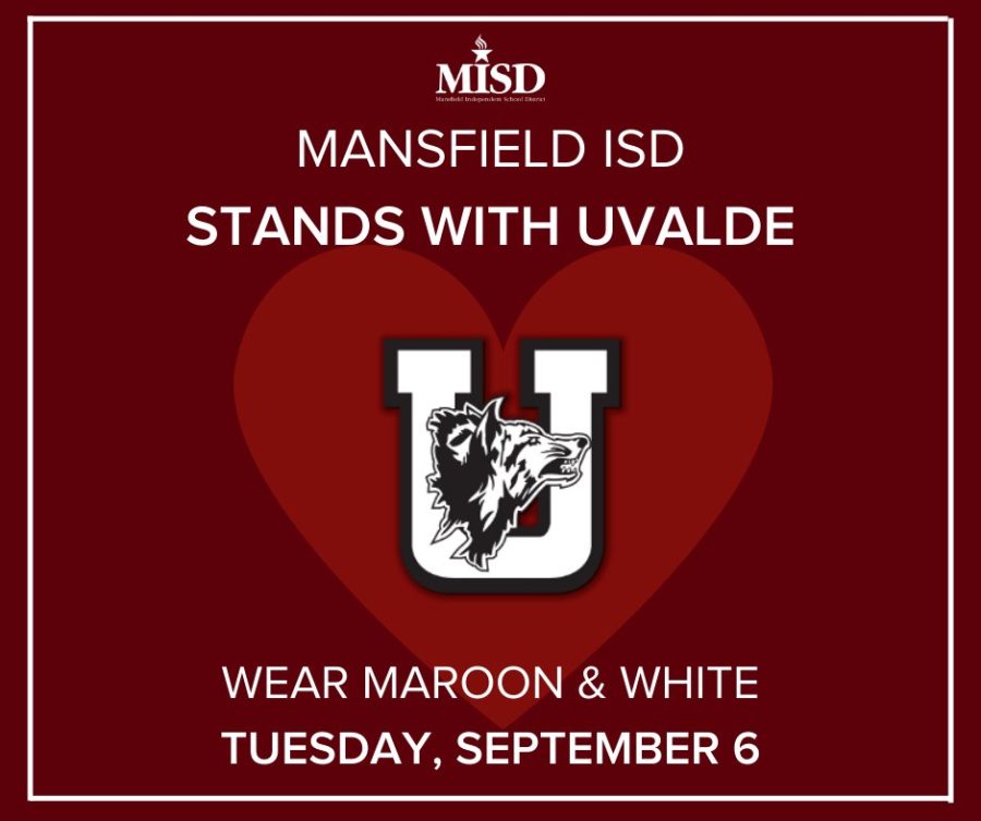 Mansfield+ISD%2C+along+with+other+Texas+school+districts%2C+wore+maroon+and+white+in+support+of+Uvalde+CISD+as+students+returned+to+campus+for+the+first+time+since+the+May+24+shooting.