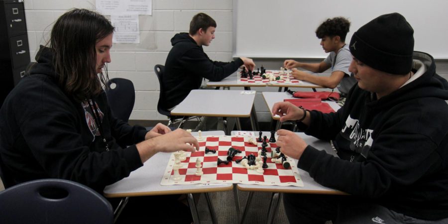 Students, Noah Rejda-McCleery, 12, and Isaac Parker, 12, spend an hour after school playing one another in a game of chess.(Sarah Shipman Photo)