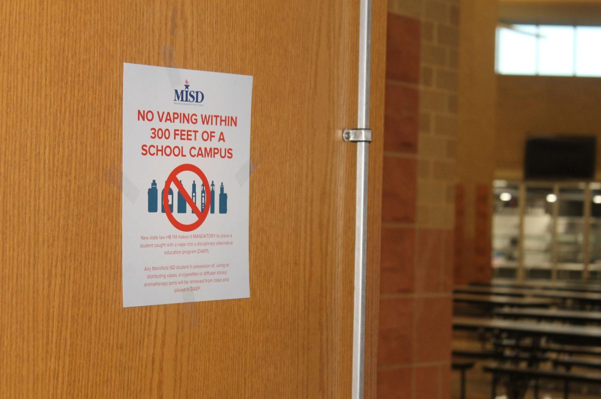 Signs are posted throughout the school reminding students of the new policy. Per district policy, students in violation of the policy will receive a disciplinary alternative education assignment (DAEP).