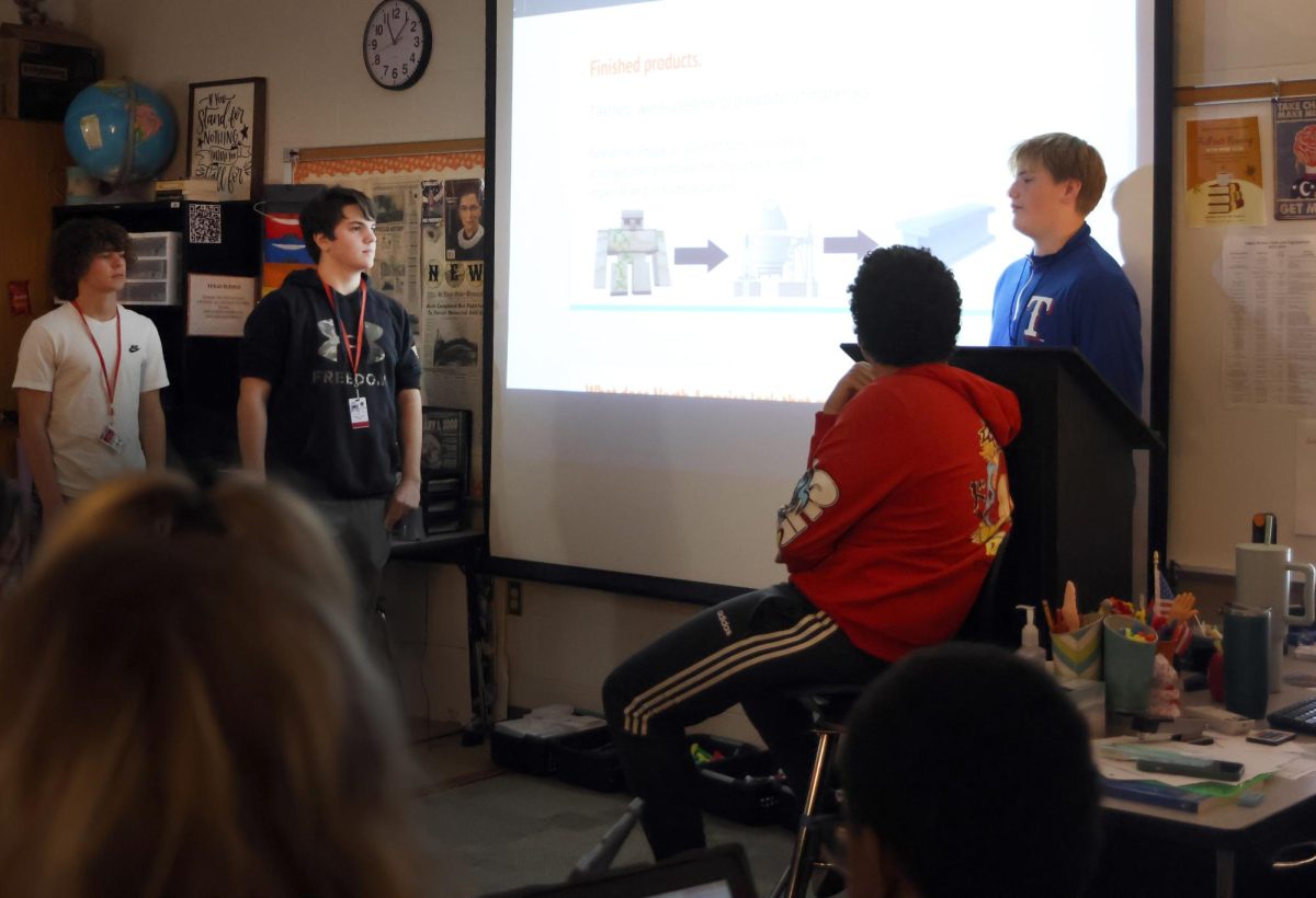 Sophomore students present their project in AP World History on Feb. 15.
