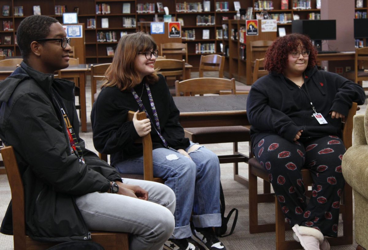 Students in book club discuss their most recent read during their Feb. 13 meeting after school.