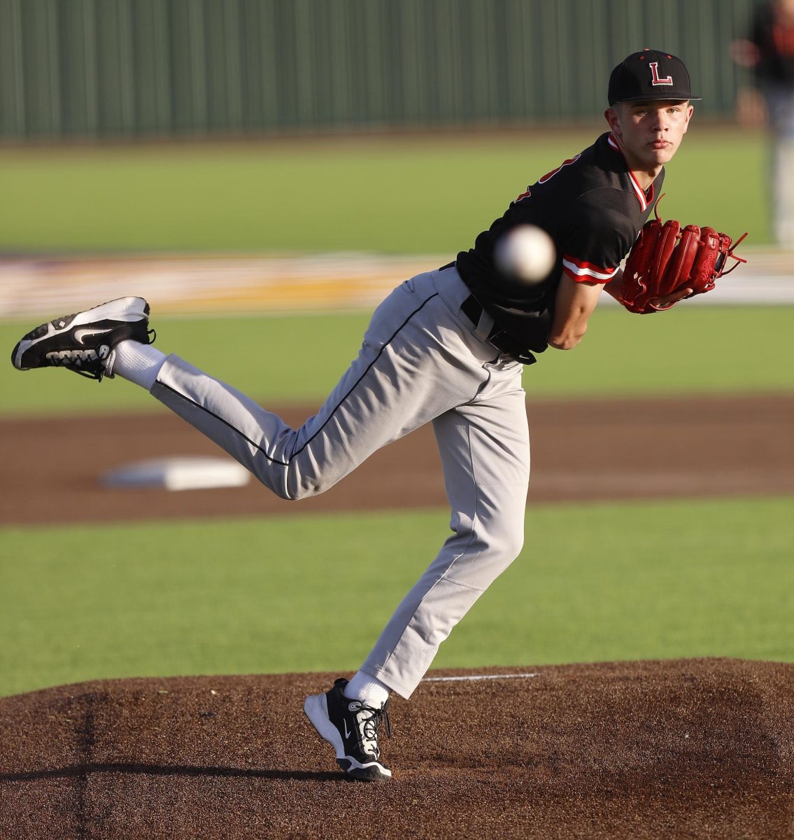 On the mound:
Knox Schroeder, 10, pitches in the first inning of the JV game against Chisholm Trial on Feb. 18 at Chisholm Trail. Legacy won game one, 8-0, and game two, 10-3. Schroeder was name district 3-6A 1st team relief pitcher of the year